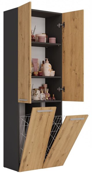 Koupelnová skříňka NEL 2K/DD antracit/dub artisan