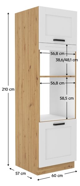 Kondela Skříňka na vestavnou troubu Lula 60 DPM-210 2F - bílá / dub artisan