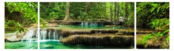 Obraz - Vodopád Erawan v Kanchanaburi, Thajsko (170x50 cm)