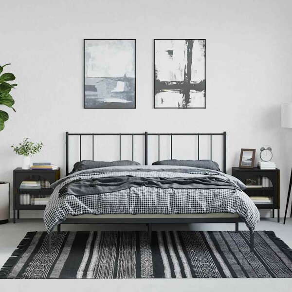 Noční stolky 2 ks černé 50 x 35 x 60 cm sklo a ocel 3211825