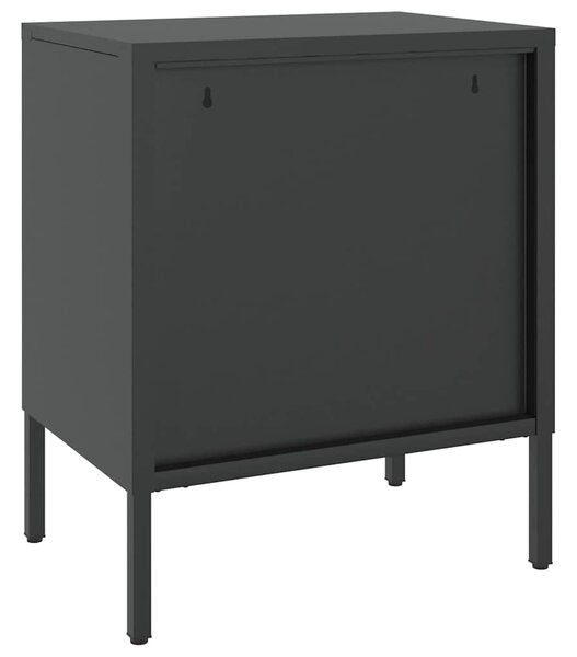 Noční stolky 2 ks černé 50 x 35 x 60 cm sklo a ocel 3211825