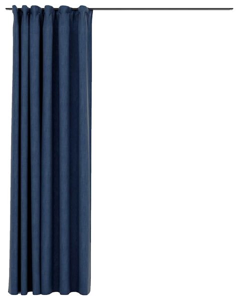 Zatemňovací závěsy s háčky vzhled lnu modré 290 x 245 cm 321183