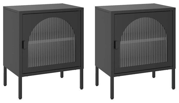 Noční stolky 2 ks černé 50 x 35 x 60 cm sklo a ocel 3211825