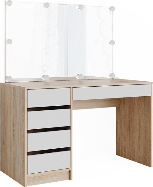 Toaletní stolek Vicco Sherry Bílá/Sonoma 120 cm s osvětlením LED, Model 36884
