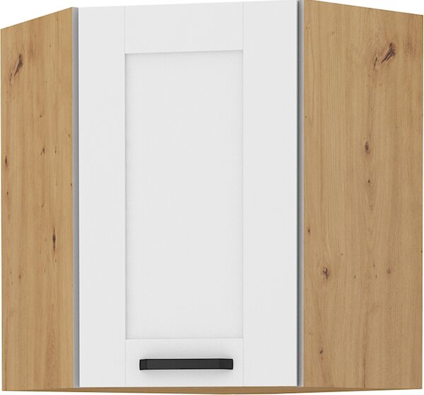 Kondela Horní rohová kuchyňská skříňka Lula 58x58 GN-72 1F - bílá / dub artisan