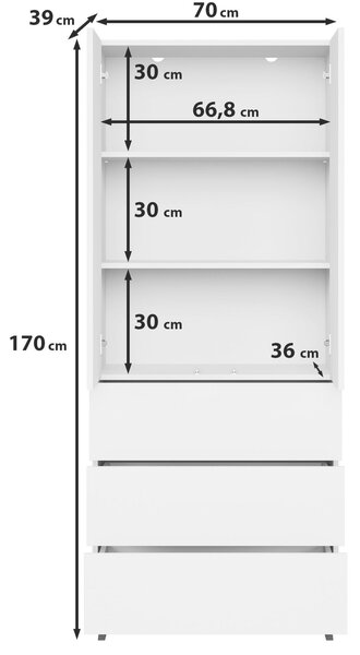 VYSOKÁ KOMODA, kašmírová, 70/170/39 cm P & B - Vysoké komody, Online Only