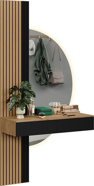 Toaletní stolek Vicco Melina Dub/černá 100 cm se zrcadlem LED, Model 58445