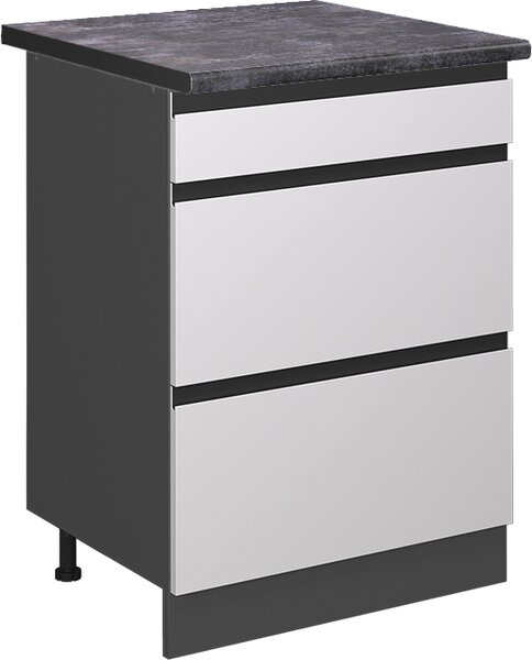 Spodní skříňka kuchyňské linky Vicco R-Line Bílá 60 cm se zásuvkami, PD Antracit, Model 45506