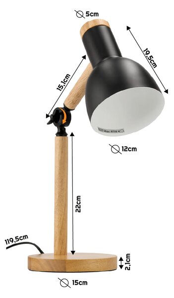 BERGE Stolní LED lampa Ryga 1xE27 černá