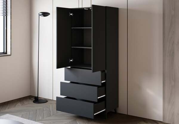 VYSOKÁ KOMODA, černá, 70/170/39 cm P & B - Vysoké komody, Online Only
