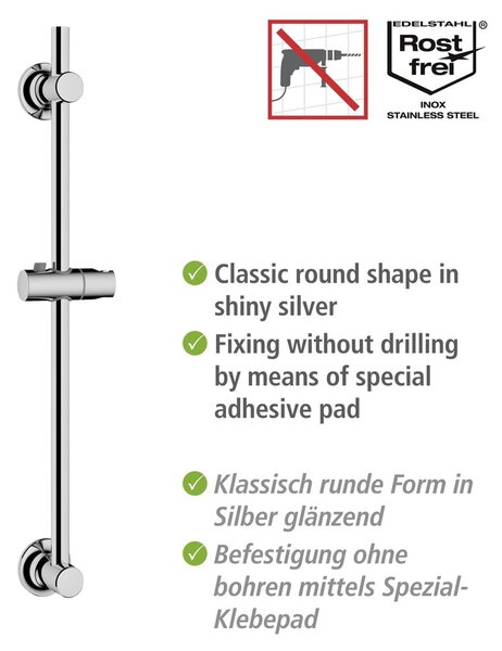Samodržící sprchová tyč z nerezové oceli v leskle stříbrné barvě 70 cm – Wenko