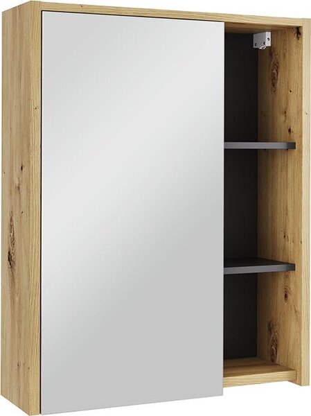 Skříňka se zrcadlem do koupelny Vicco Viola Artisan/šedá 60 x 75 cm s otevřenými policemi, Model 54855