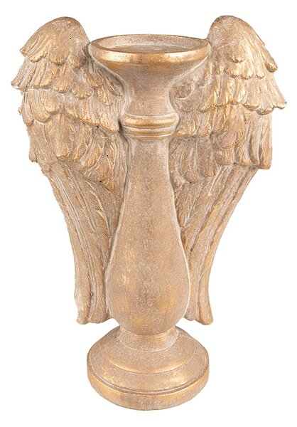Zlatý antik svícen s andělskými křídly Wings - 24*12*33 cm - Clayre & Eef