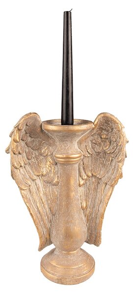 Zlatý antik svícen s andělskými křídly Wings - 24*12*33 cm - Clayre & Eef