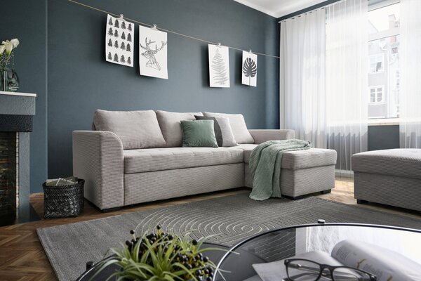 ROHOVÁ SEDAČKA, textil, světle šedá Xora - Sedací soupravy