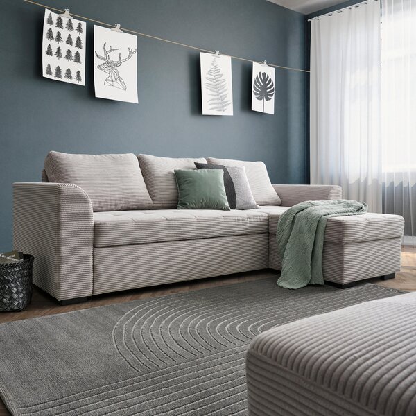 ROHOVÁ SEDAČKA, textil, světle šedá Xora - Sedací soupravy