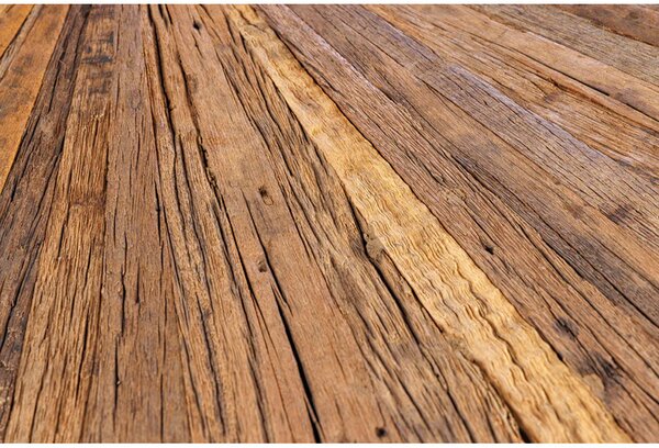 Massive home | Kulatý jídelní stůl BARRACUDA 140 cm sklo/masiv teak