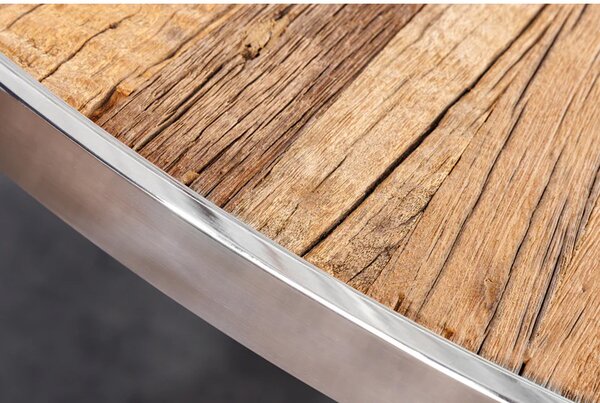 Massive home | Kulatý jídelní stůl BARRACUDA 140 cm sklo/masiv teak