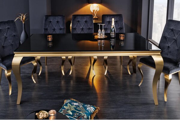 Massive home | Jídelní stůl MODERN BAROCCO GOLD 180cm černý