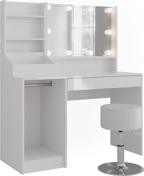 Toaletní stolek Vicco Sherry Bílá/bílý vysoký lesk 119.8 cm 5 dílů, Model 57595
