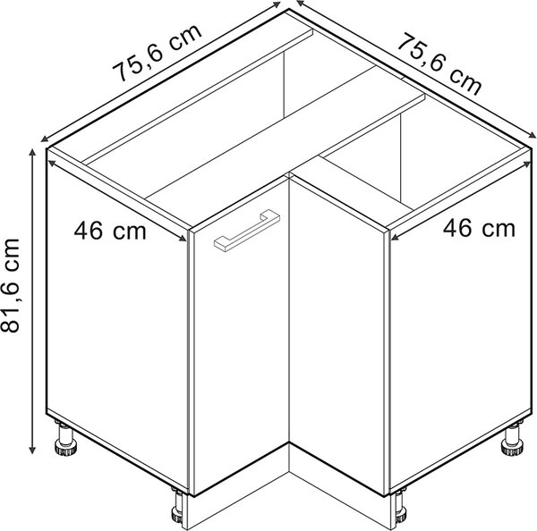 Rohová skříňka Vicco R-Line Ušlechtilá šedá 75.6 cm , PD Antracit, Model 53440
