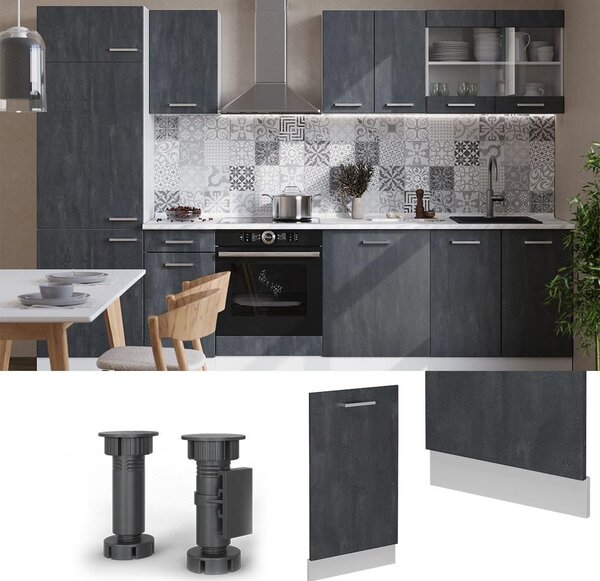 Čelní panel myčky Vicco R-Line Černý beton 45 cm , PD Dub, Model 55089
