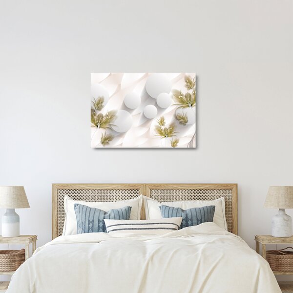 Skleněný obraz - 3D kruhy s květinami (70x50 cm)