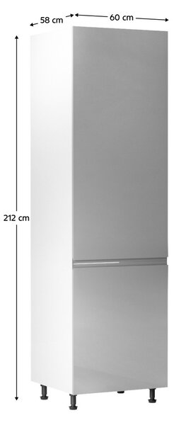 Kuchyňská skříňka na vestavnou ledničku D60ZL Aurellia (bílá + lesk šedý) (P)