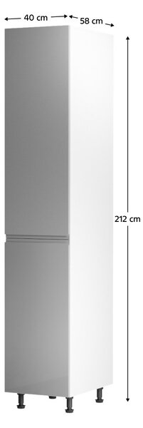 Potravinová kuchyňská skříňka D40SP Aurellia (bílá + lesk šedý) (L)