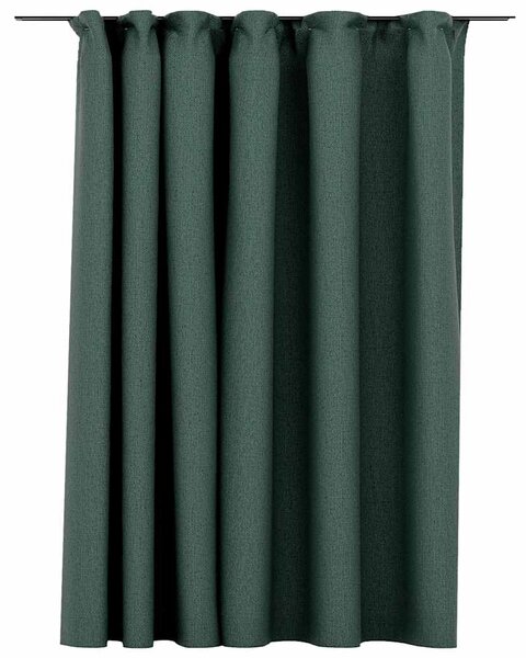 Zatemňovací závěs s háčky vzhled lnu zelený 290 x 245 cm 321191