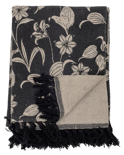 Přehoz z recyklované bavlny Mali Black 160 x 130 cm