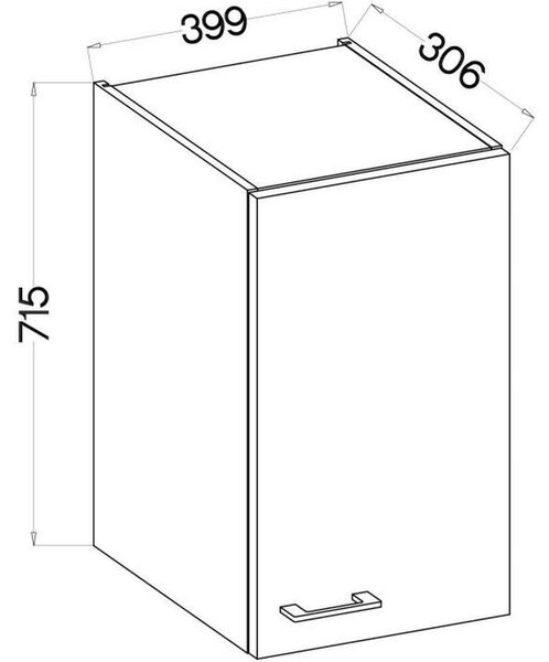MODENA Kuchyňská spodní skříňka šířky 40 cm s otočnými dvířky, Imitace "Dřevo Artisan" a matně černým předním panelem, 3 přihrádky, 2 vnitřní police, pravé otvírání dvířek, systém jemného zavírání, včetně úchytky, montáž na podlahu