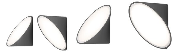 Axolight Orchid, antracitové nástěnné svítidlo, 1x15W LED 3000K, stmívatelné, prům. 20cm