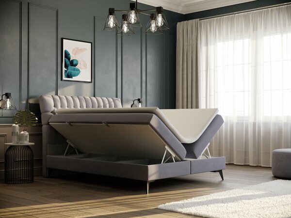 Boxspring postel 140 cm Molera (fialová) (s úložným prostorem)