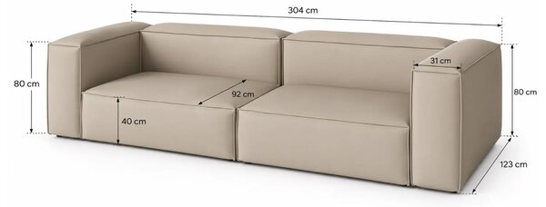 Bolia Koňakově hnědá kožená trojmístná pohovka Cosima Nest 304 cm