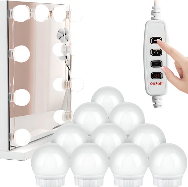 Kosmetické zrcátko s LED osvětlením Kosmetické Make-Up zrcátko s dotykovým ovládáním intenzity osvětlení 3 barvy světla Retoo