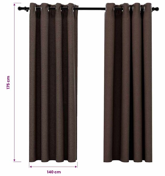 Zatemňovací závěsy s kroužky vzhled lnu 2 ks taupe 140 x 175 cm 321200
