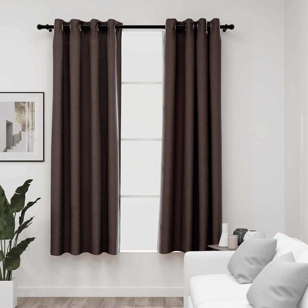 Zatemňovací závěsy s kroužky vzhled lnu 2 ks taupe 140 x 175 cm 321200