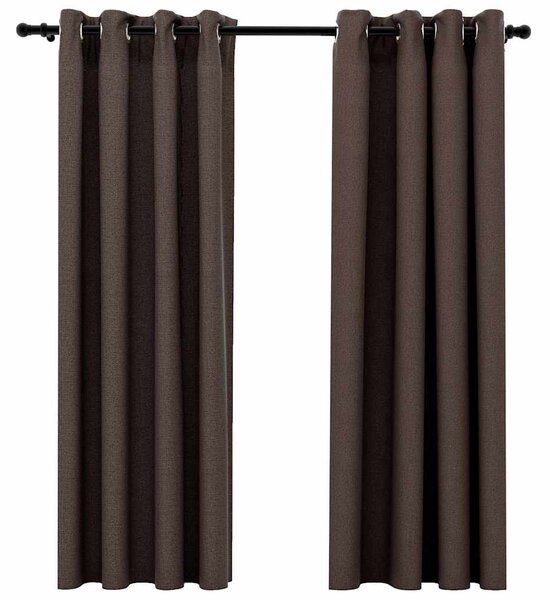 Zatemňovací závěsy s kroužky vzhled lnu 2 ks taupe 140 x 175 cm 321200