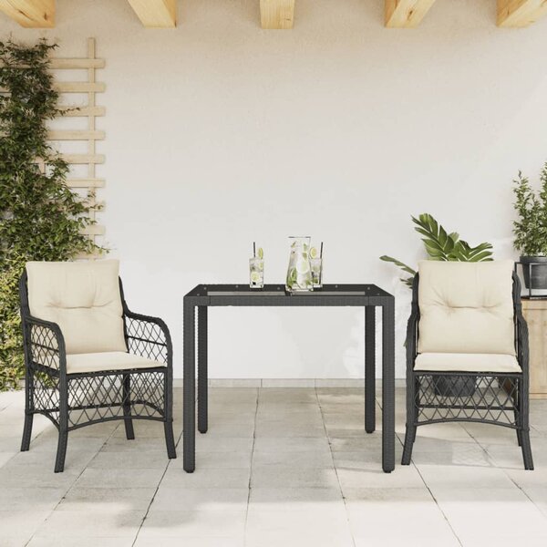 3dílný bistro set s poduškami černý polyratan 3212018