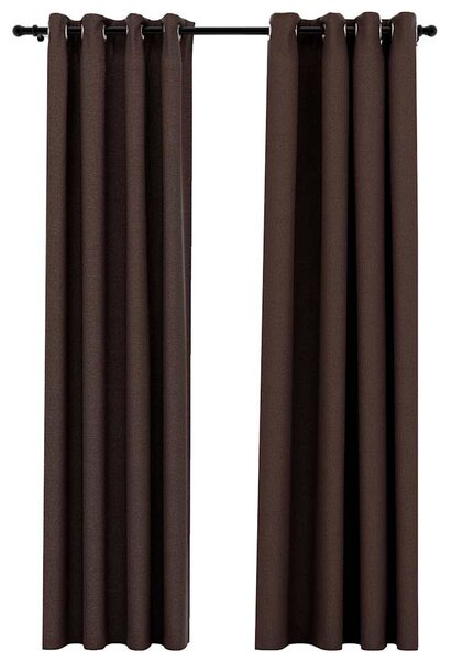 Zatemňovací závěsy s kroužky vzhled lnu 2 ks taupe 140 x 225 cm 321201