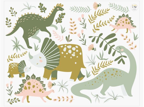 Yellow Tipi Sada samolepek na zeď Amazing Dino Land 100 x 130 cm