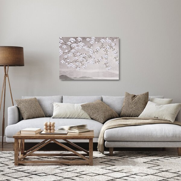 Skleněný obraz - Květy v šedivé krajině (70x50 cm)