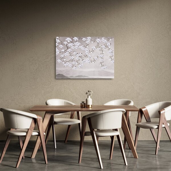 Skleněný obraz - Květy v šedivé krajině (70x50 cm)