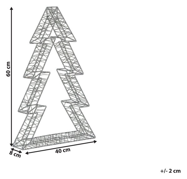 Venkovní dekorace LED AKERAN 60 cm Vánoční stromek Stříbrná