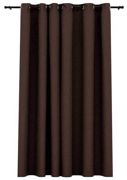 Zatemňovací závěs s kroužky vzhled lnu taupe 290 x 245 cm 321203