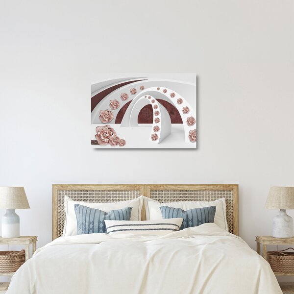 Skleněný obraz - 3D oblouky s květy (70x50 cm)