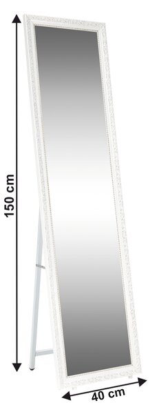 KONDELA Stojanové zrcadlo, bílá/bílo zlatý ornament, LAVAL