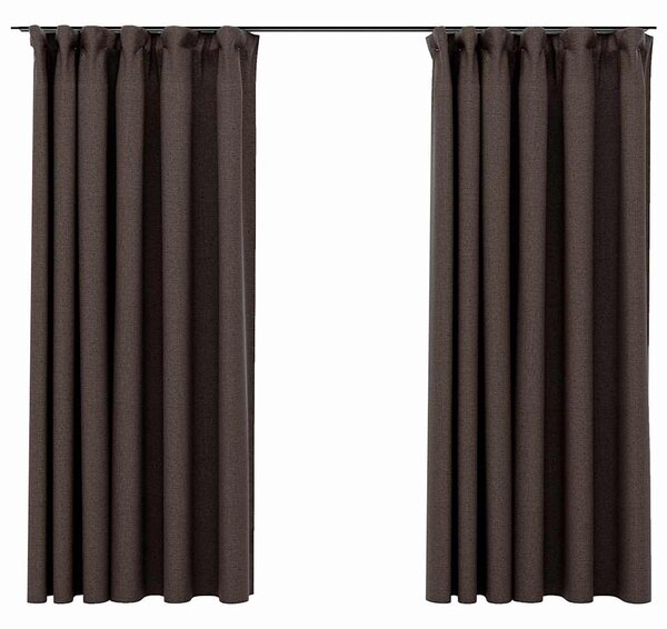 Zatemňovací závěsy s háčky vzhled lnu 2 ks taupe 140 x 175 cm 321204