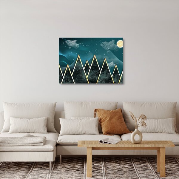 Skleněný obraz - Úplněk nad zlatými horami (70x50 cm)